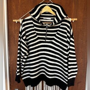 Zara fuzzy knit striped turtleneck sweater